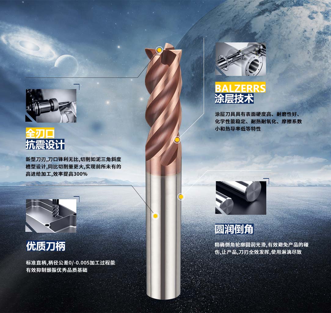 4刃高溫合金平底銑刀