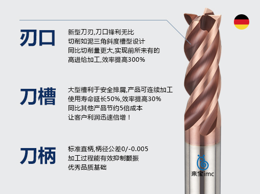4刃鈦合金平底銑刀