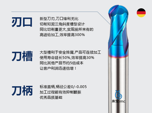 2刃高硬度球頭銑刀
